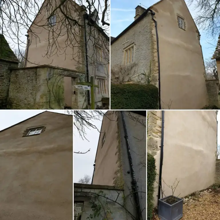 Lime work on the stone walls at Friars Court